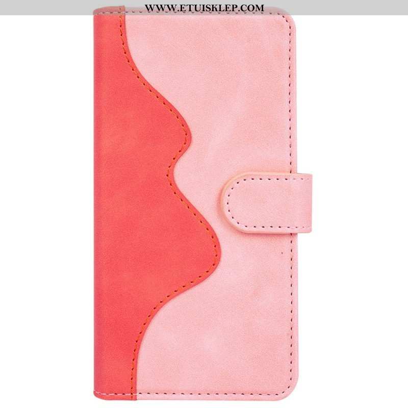 Etui Folio do Realme C30 Dwukolorowy Falisty Szew